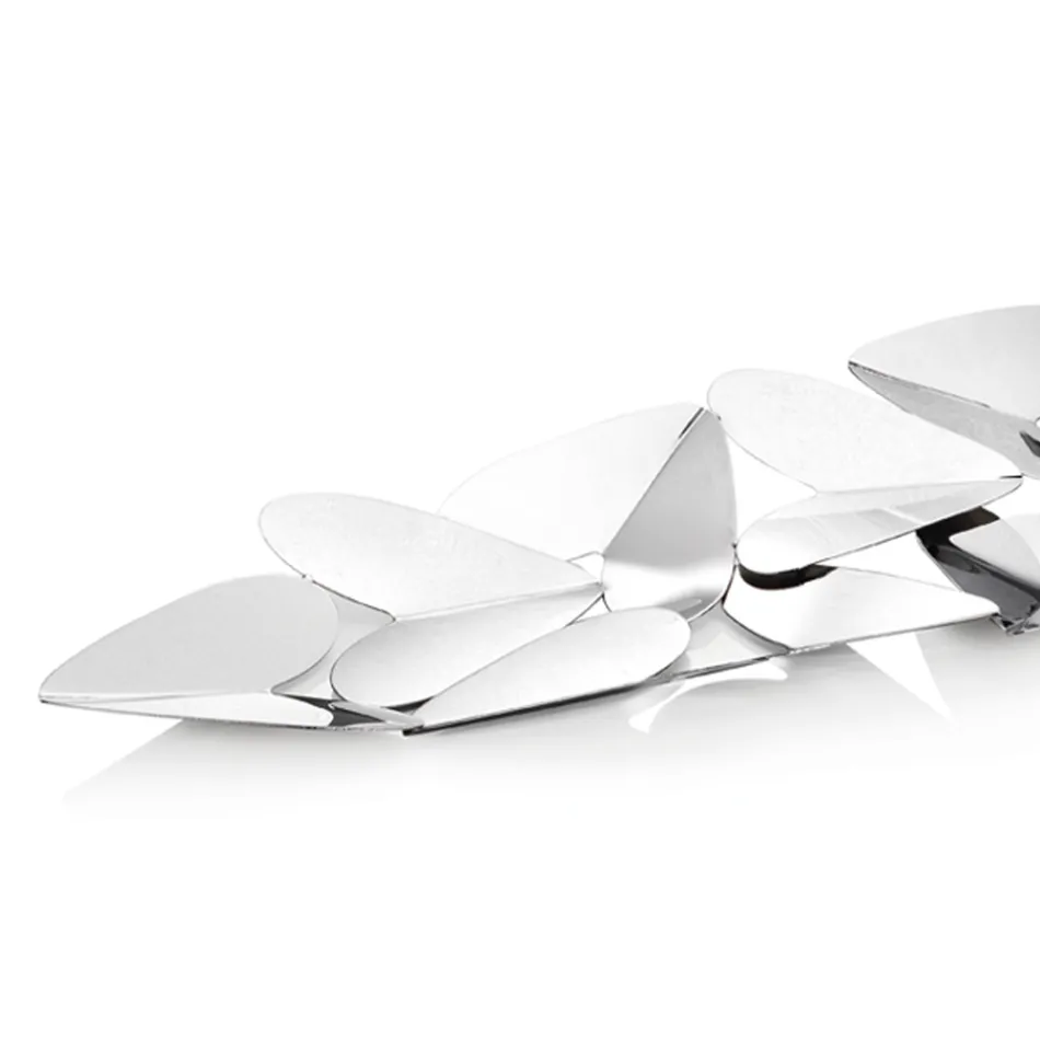 Centrotavola Lineare con Cuori Metallo Argentato Design Italiano - Arlan Viadurini