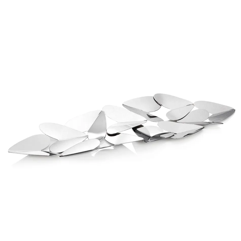 Centrotavola Lineare con Cuori Metallo Argentato Design Italiano - Arlan Viadurini