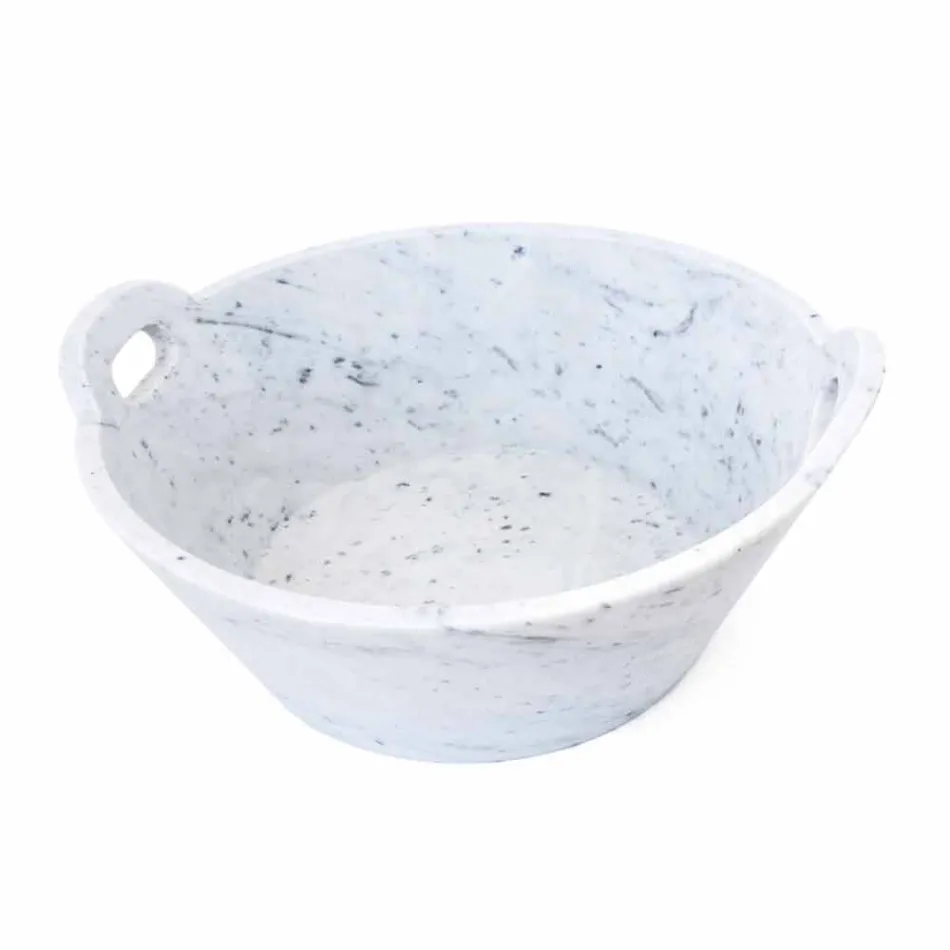 Cestello in Marmo Bianco di Carrara di Design di Lusso Italiano - Tinozzo Viadurini