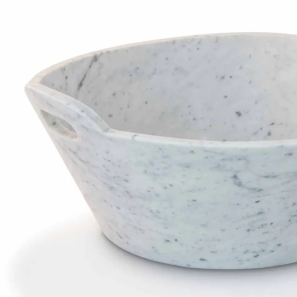 Cestello in Marmo Bianco di Carrara di Design di Lusso Italiano - Tinozzo Viadurini