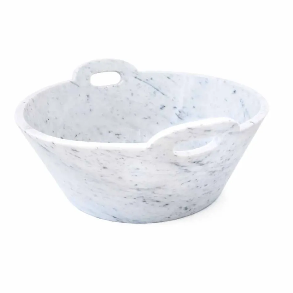 Cestello in Marmo Bianco di Carrara di Design di Lusso Italiano - Tinozzo Viadurini
