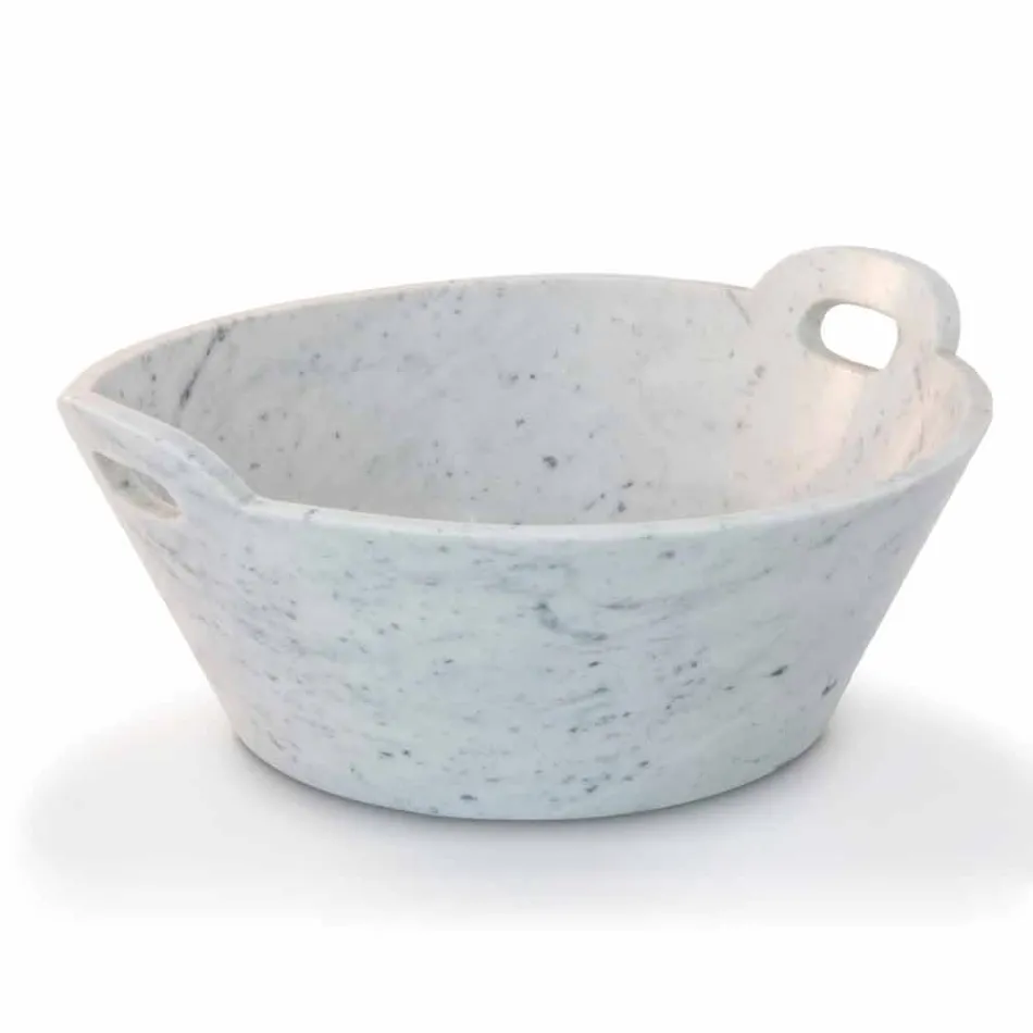 Cestello in Marmo Bianco di Carrara di Design di Lusso Italiano - Tinozzo Viadurini