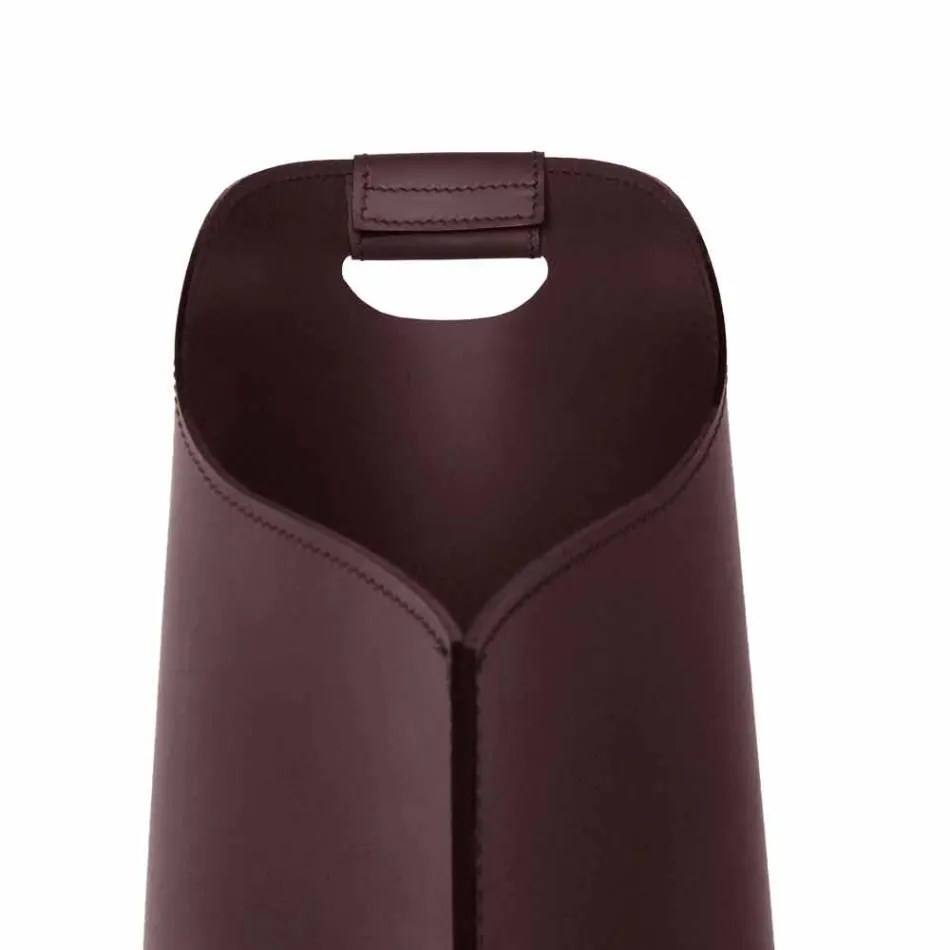 Cesto porta pellet da interno in cuoio 15 Kg di design Sapel Viadurini