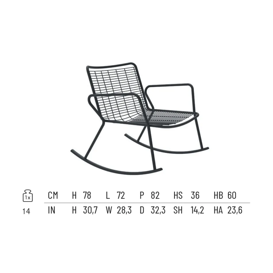 Chaise Longue a Dondolo da Esterno in Metallo Zincato Made in Italy - Vikas Viadurini