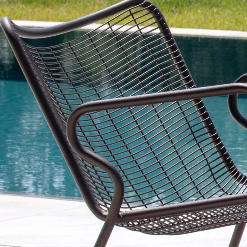 Chaise Longue a Dondolo da Esterno in Metallo Zincato Made in Italy - Vikas Viadurini