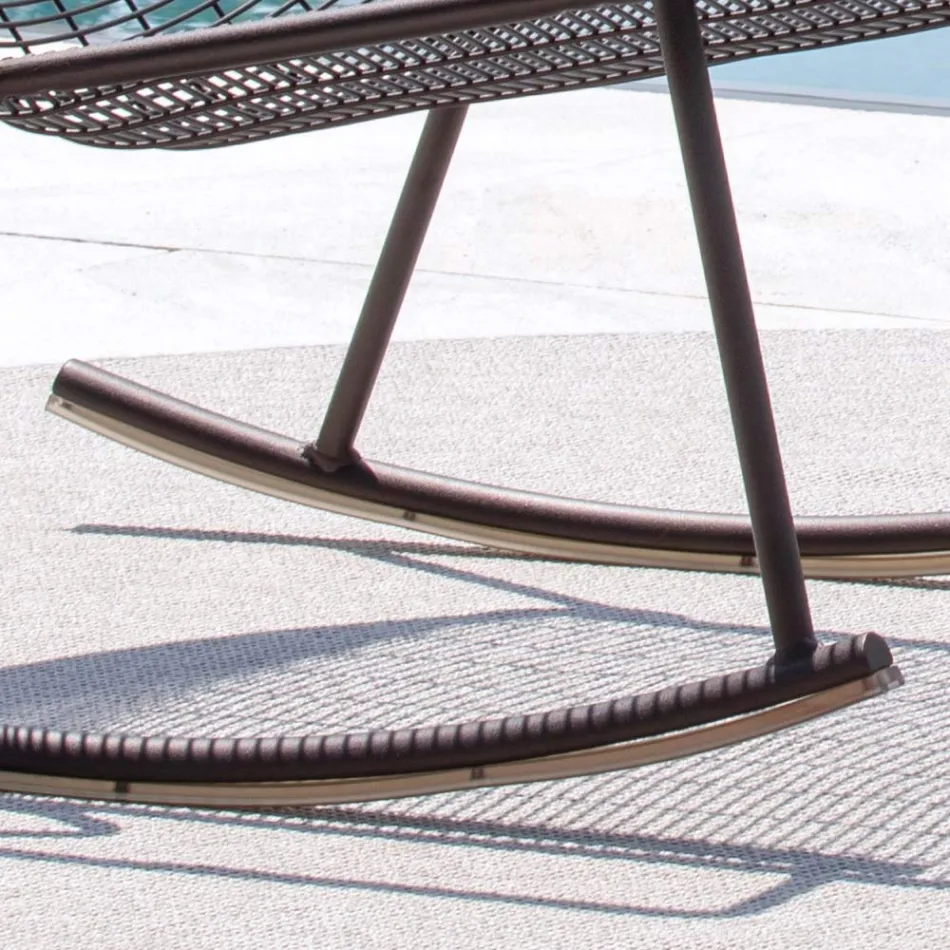 Chaise Longue a Dondolo da Esterno in Metallo Zincato Made in Italy - Vikas Viadurini