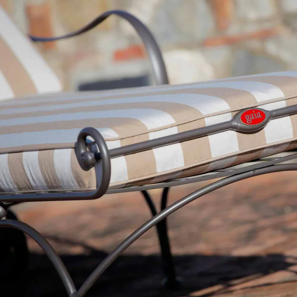 Chaise Longue da Esterno in Ferro e Tessuto Artigianale Made in Italy - Relax Viadurini