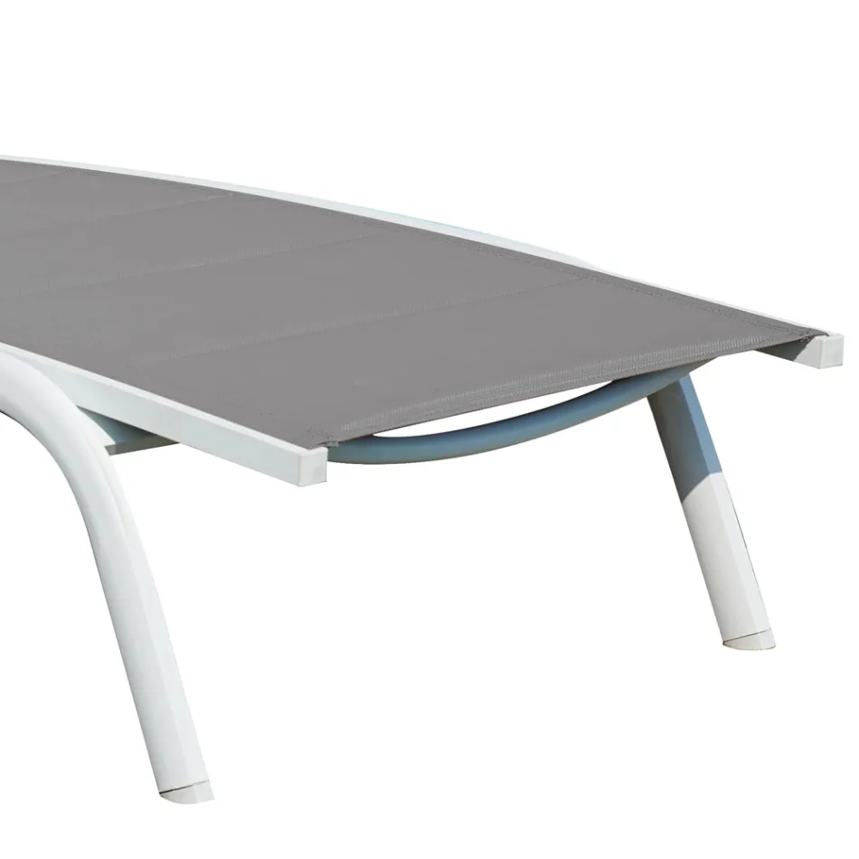 Chaise Longue da Giardino in Alluminio con Seduta in Textilene - Zohra Viadurini