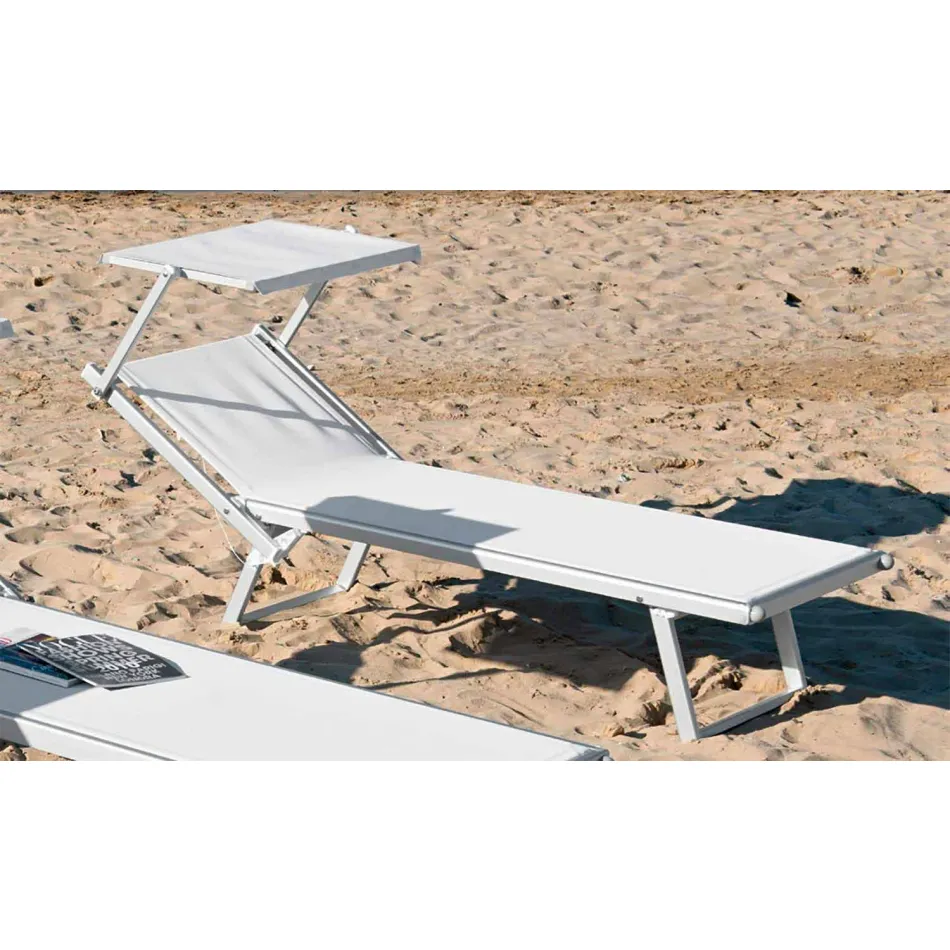 Chaise-longue da Giardino Moderna con Parasole e Schienale Reclinabile - Arnold Viadurini
