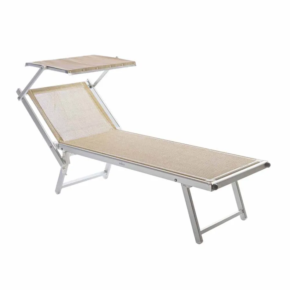 Chaise-longue da Giardino Moderna con Parasole e Schienale Reclinabile - Arnold Viadurini