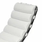 Chaise Longue in Acciaio Cromato con Seduta in Pelle Made in Italy - Diamante Viadurini