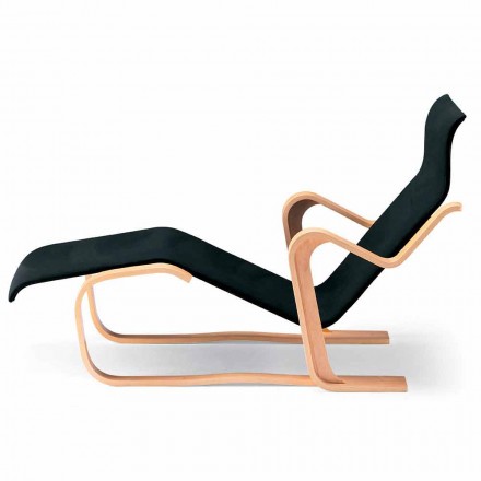 Chaise Longue in Legno di Betulla con Seduta in Cotone Made in Italy - Fortaleza Viadurini