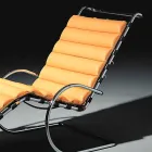 Chaise Longue in Pelle con Struttura in Acciaio Cromato Made in Italy - Beirut Viadurini