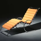 Chaise Longue in Pelle con Struttura in Acciaio Cromato Made in Italy - Beirut Viadurini