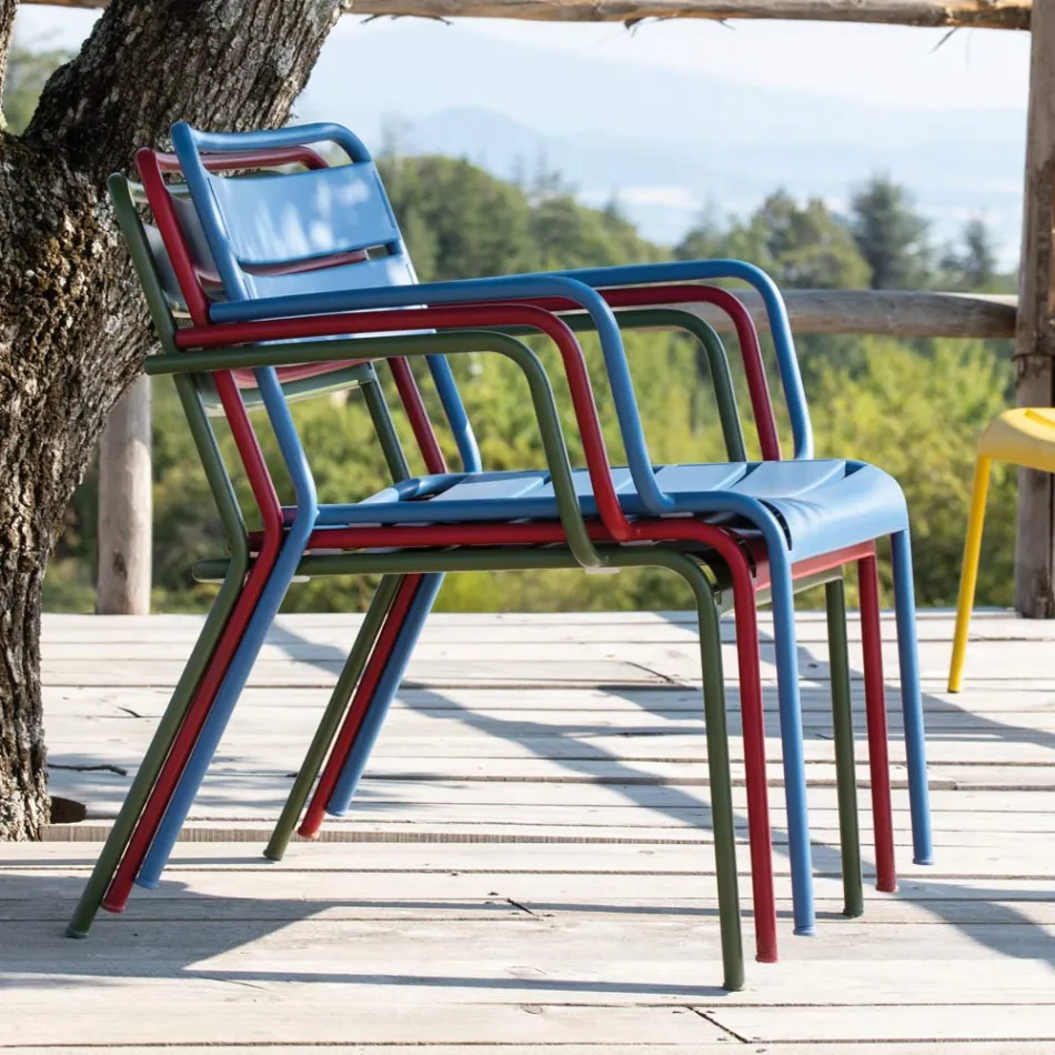 Chaise Loungue da Esterno con Poggiapiedi in Metallo Made in Italy - Amina Viadurini