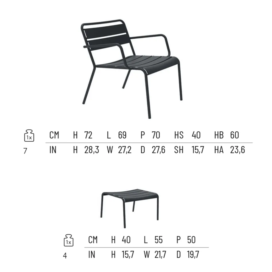 Chaise Loungue da Esterno con Poggiapiedi in Metallo Made in Italy - Amina Viadurini