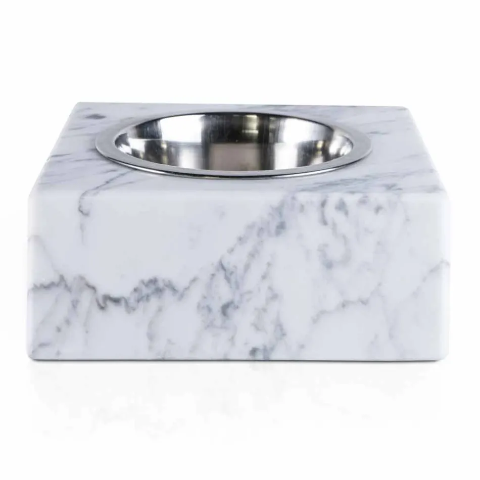 Ciotola Cani e Gatti in Marmo Bianco di Carrara Made in Italy - Ciotta Viadurini