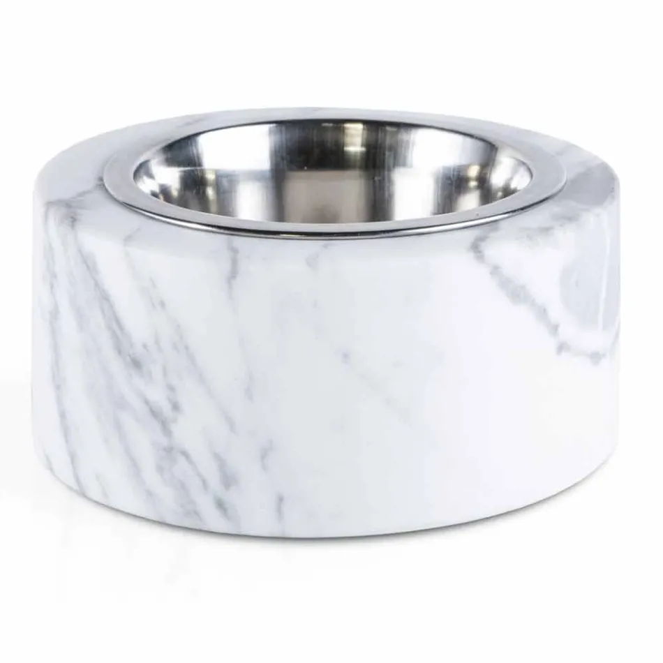 Ciotola Cani e Gatti in Marmo Bianco di Carrara Made in Italy - Ciotta Viadurini