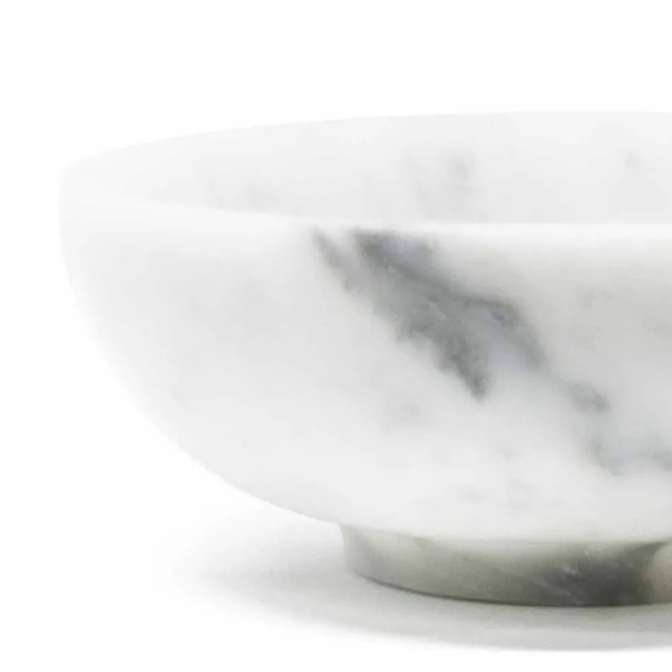 Ciotolina Rotonda in Marmo Bianco di Carrara Satinato Made in Italy - Delly Viadurini