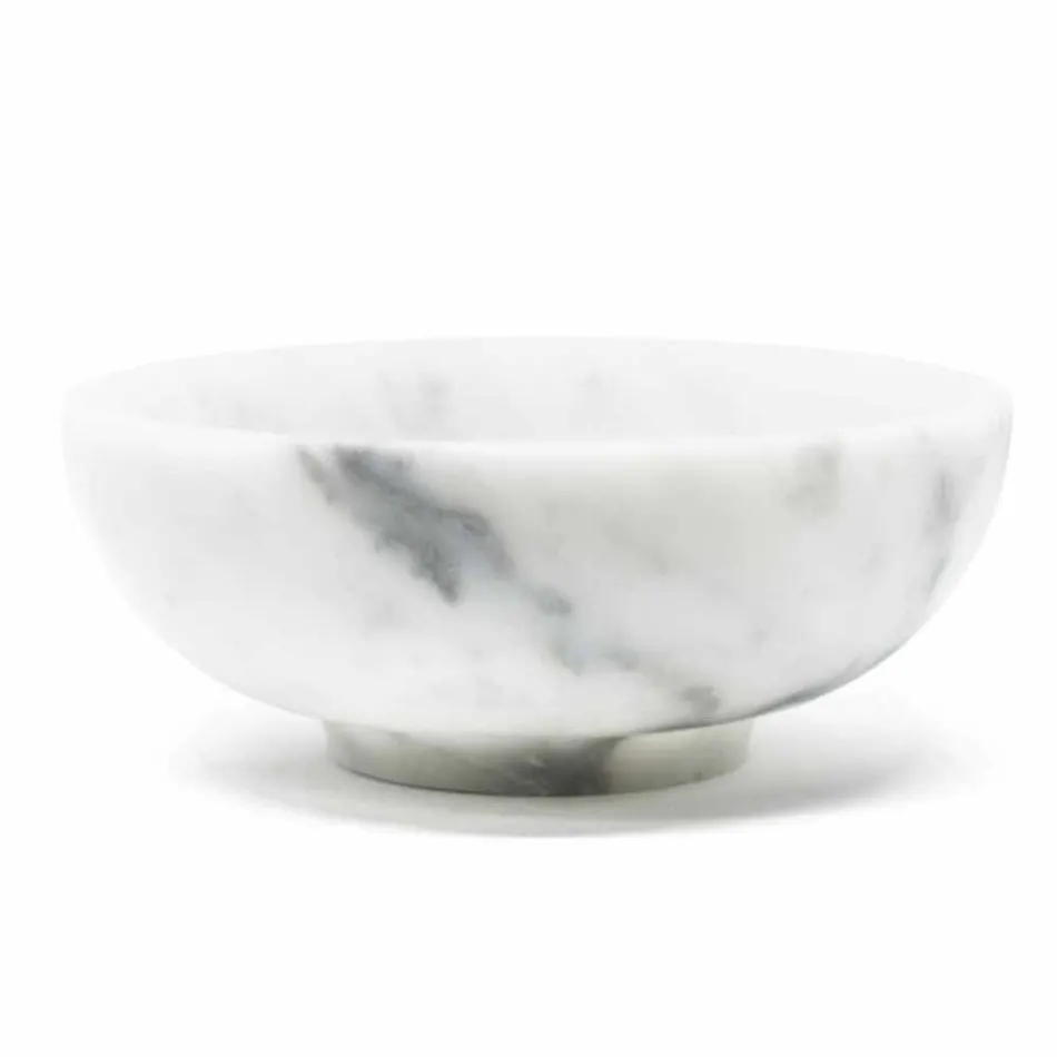 Ciotolina Rotonda in Marmo Bianco di Carrara Satinato Made in Italy - Delly Viadurini