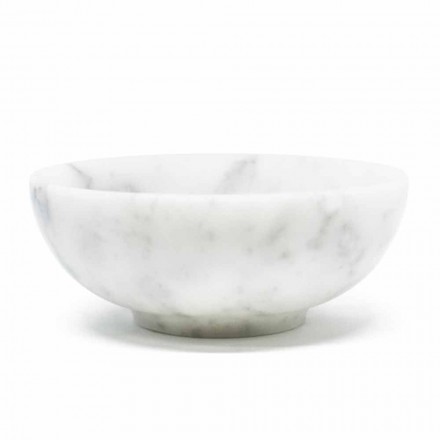 Ciotolina Rotonda in Marmo Bianco di Carrara Satinato Made in Italy - Delly Viadurini