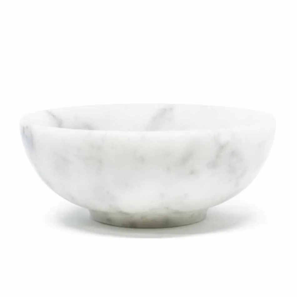 Ciotolina Rotonda in Marmo Bianco di Carrara Satinato Made in Italy - Delly Viadurini