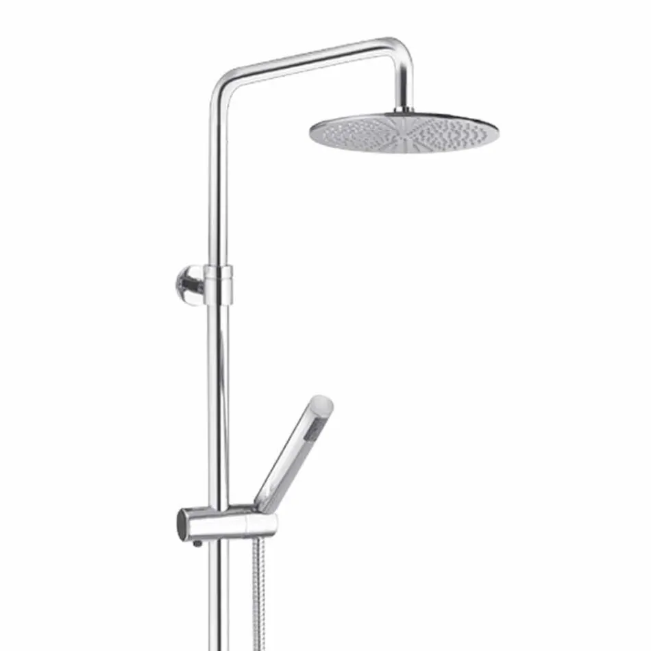 Colonna Doccia a Sezione Tonda in Ottone con Doccetta Made in Italy - Amadeo Viadurini