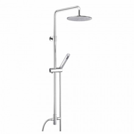 Colonna Doccia a Sezione Tonda in Ottone con Doccetta Made in Italy - Amadeo Viadurini