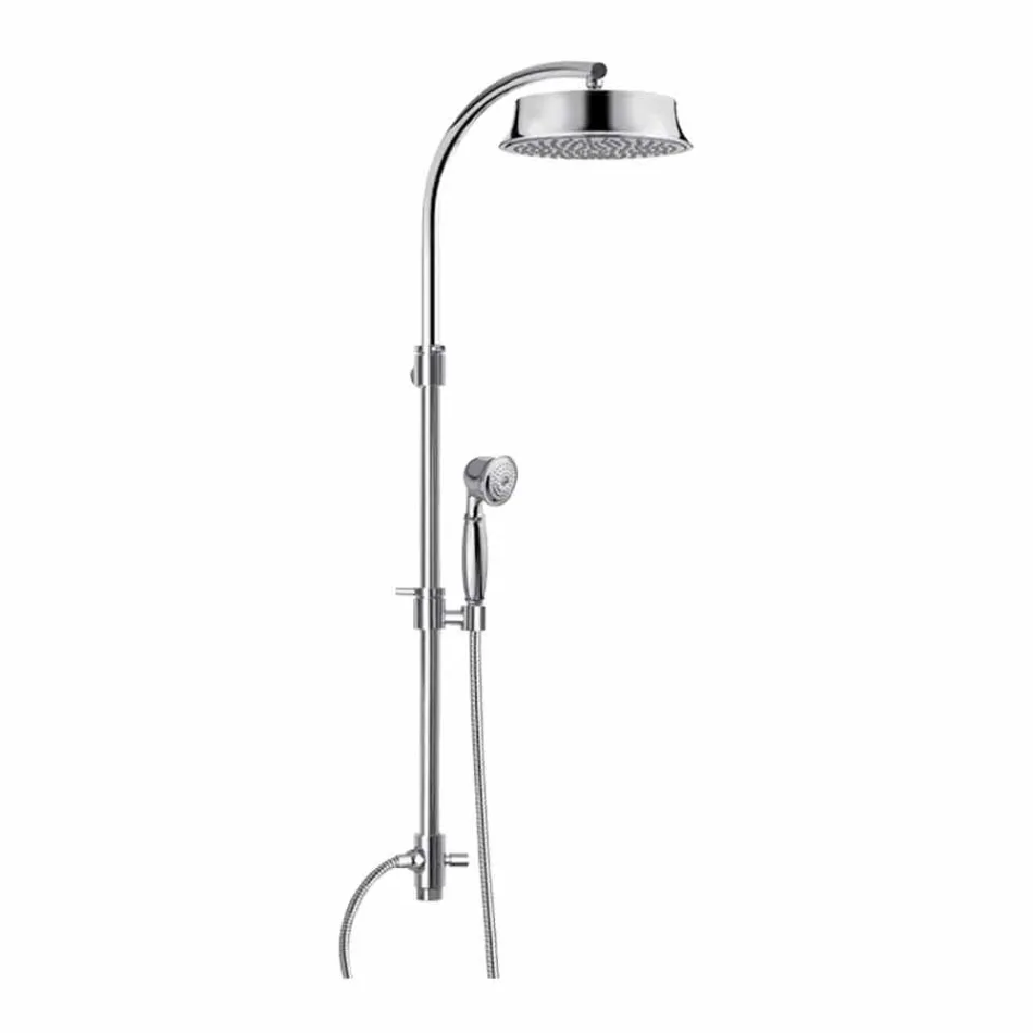 Colonna Doccia Classica in Ottone con Soffione Rotondo Made in Italy - Yari Viadurini