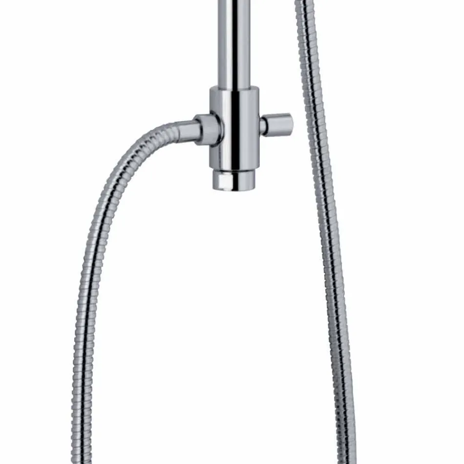Colonna Doccia con Deviatore e Soffione Quadrato Made in Italy - Silver Viadurini