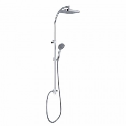 Colonna Doccia con Deviatore e Soffione Quadrato Made in Italy - Silver Viadurini