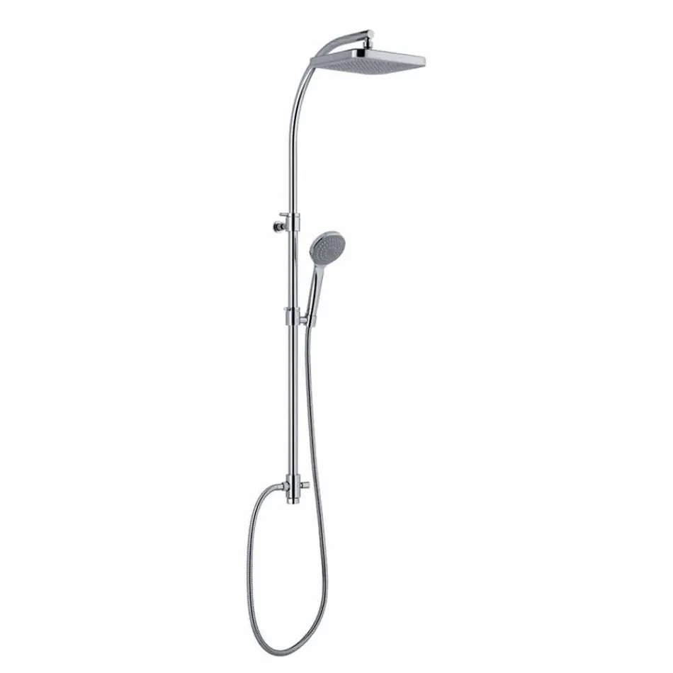 Colonna Doccia con Deviatore e Soffione Quadrato Made in Italy - Silver Viadurini