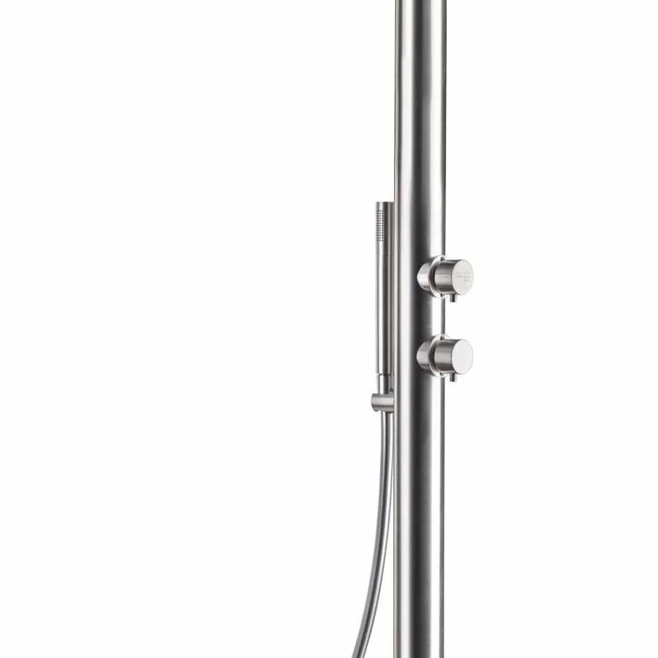 Colonna Doccia da Giardino in Acciaio Inox con Doccetta Made in Italy - Marlen Viadurini