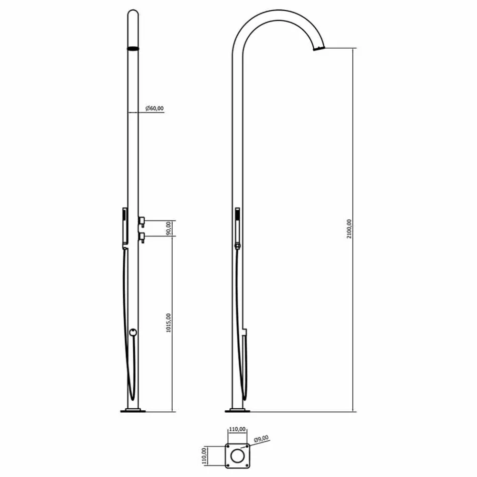 Colonna Doccia da Giardino in Acciaio Inox con Doccetta Made in Italy - Marlen Viadurini