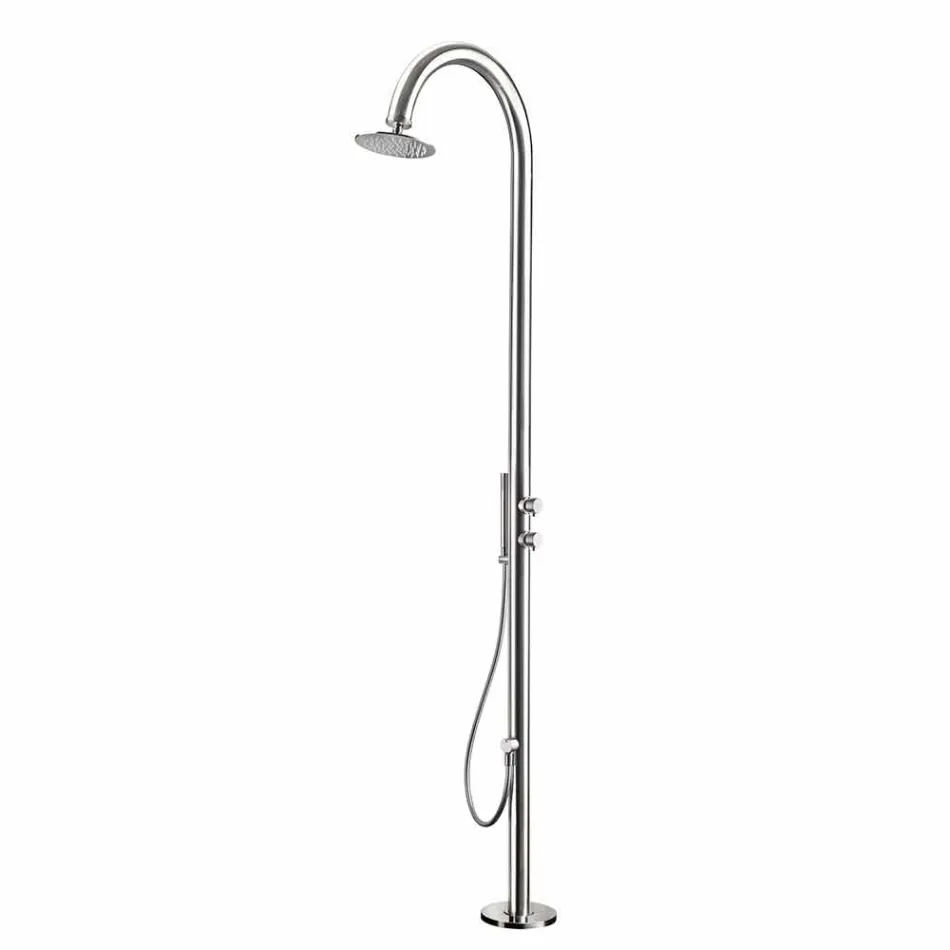 Colonna Doccia da Giardino in Acciaio Inox con Doccetta Made in Italy - Marlen Viadurini