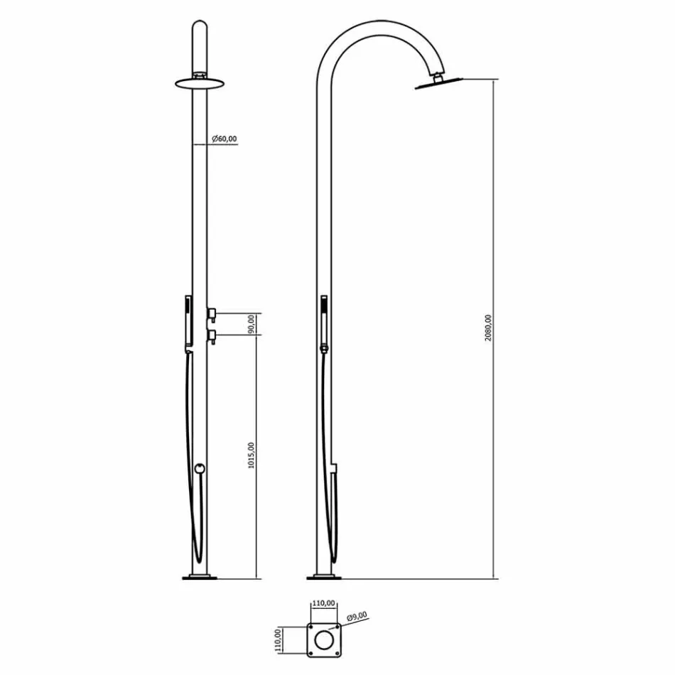 Colonna Doccia da Giardino in Acciaio Inox con Doccetta Made in Italy - Marlen Viadurini