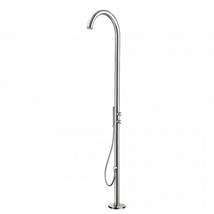 Colonna Doccia da Giardino in Acciaio Inox con Doccetta Made in Italy - Marlen Viadurini