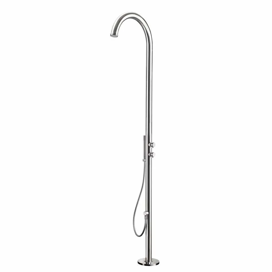 Colonna Doccia da Giardino in Acciaio Inox con Doccetta Made in Italy - Marlen Viadurini