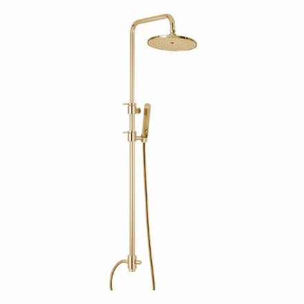 Colonna Doccia in Ottone con Doccia in Abs e Soffione Made in Italy - Cappa Viadurini