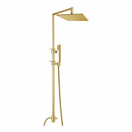 Colonna Doccia in Ottone con Soffione Quadrato in Acciaio Made in Italy - Lipari Viadurini