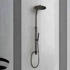 Colonna Doccia in Ottone con Soffione Rotondo in Acciaio Made in Italy - Kennedy Viadurini