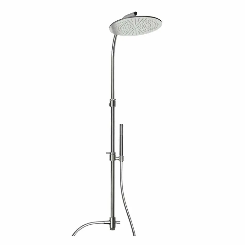 Colonna Doccia in Ottone con Soffione Rotondo in Acciaio Made in Italy - Kennedy Viadurini