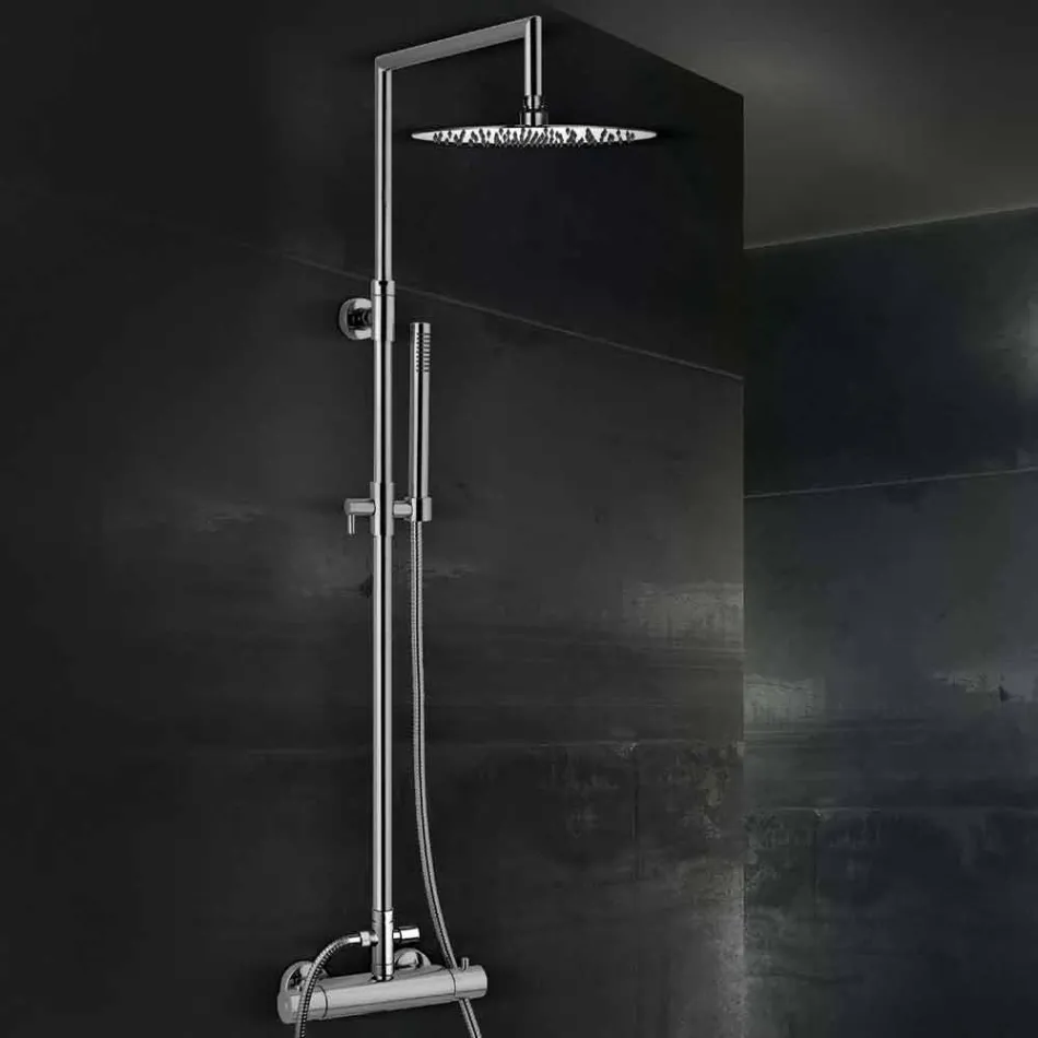 Colonna Doccia in Ottone con Soffione Ultrasottile Rotondo Made in Italy - Merio Viadurini