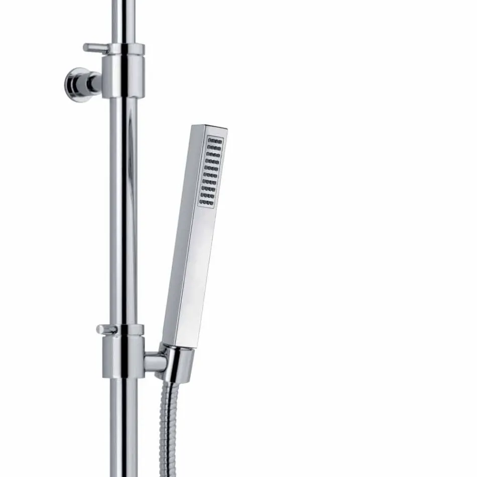Colonna Doccia in Ottone Cromato con Soffione e Flessibile Made in Italy - Cunio Viadurini