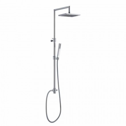 Colonna Doccia in Ottone Cromato con Soffione e Flessibile Made in Italy - Cunio Viadurini