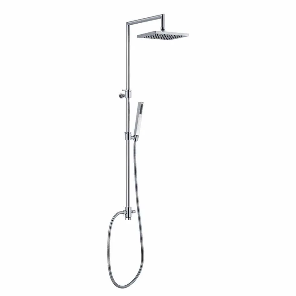 Colonna Doccia in Ottone Cromato con Soffione e Flessibile Made in Italy - Cunio Viadurini