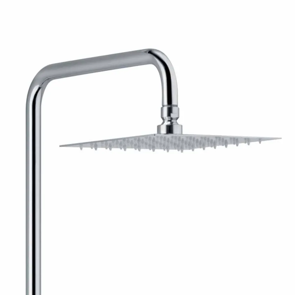 Colonna Doccia in Ottone Cromato con Soffione Quadrato Made in Italy - Griso Viadurini
