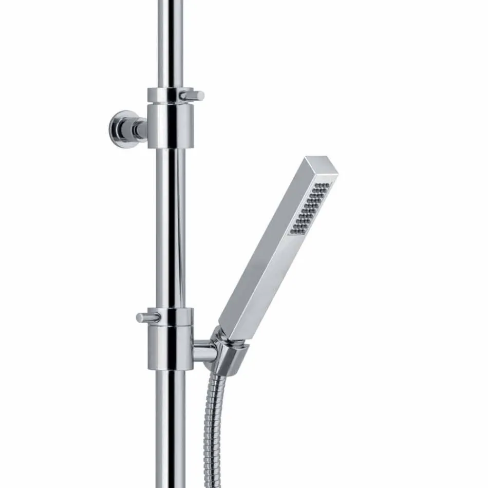 Colonna Doccia in Ottone Cromato con Soffione Quadrato Made in Italy - Griso Viadurini