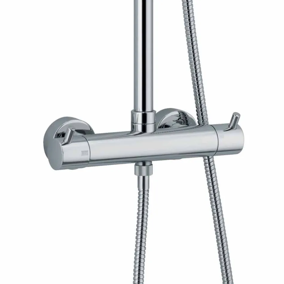 Colonna Doccia in Ottone Cromato con Soffione Rotondo Made in Italy - Griso Viadurini