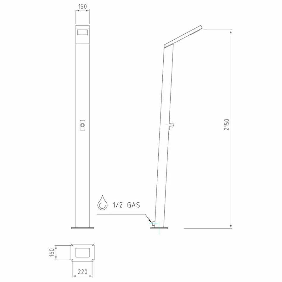 Colonna Doccia Solare da Esterno in Acciaio Inox Made in Italy - Werner Viadurini